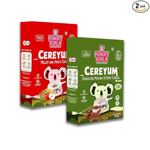 HUNGRY KOALA Cereal Made With Natural Ingridients Millet Apple Sprouted Moong & Dates For Kids To Grow Healthy